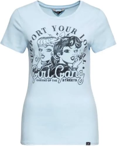Queen Kerosin Girl Gang T-shirt Baby Blauw