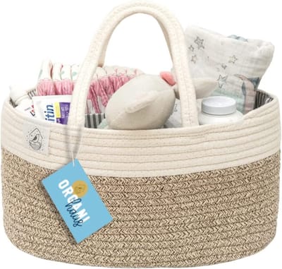 Bruine Caddy Organizer | Baby Caddy voor pasgeboren luiers | Luier Caddy voor Baby Toiletartikelen & Luiers | Babycommode & Luier Organizer | Veranderende Caddy & Opbergorganizer