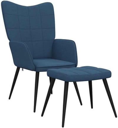 Comfortabele Relaxfauteuil met Voetenbank Blauw Stof