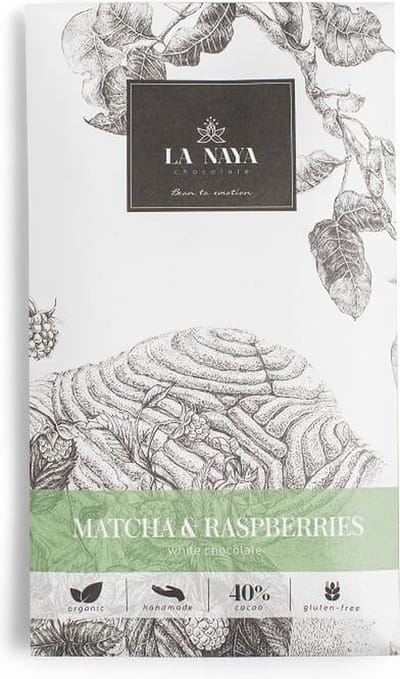 Moya - Chocoladereep met matcha en frambozen 80gr - Producten met Matcha