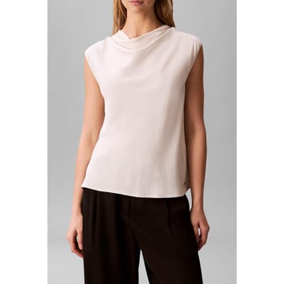Calvin Klein Viscose Twill Cowl Neck Top White Sand Taglia: XS | Magliette intime Outlet | Donna | Marrone