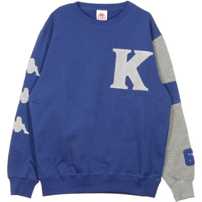 Authentiek Benchi herensweatshirt met ronde hals blauw Md/grijs Lt