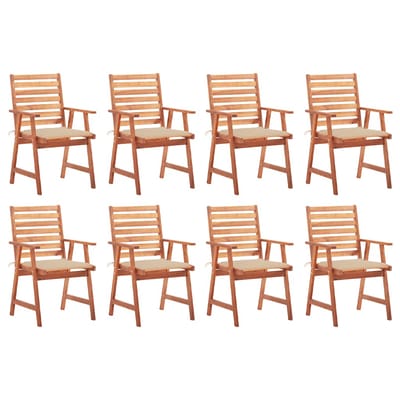 vidaXL - Tuinstoelen - 8 - st - met - kussens - massief - acaciahout