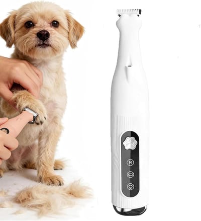 YAGXIG Hondenpoottrimmer - Professionele hondentrimmer - Met LED-verlichting - Opladen via USB - Geschikt voor het verzorgen van huisdierpoten, ogen, oren, gezicht en lichaam - (wit)