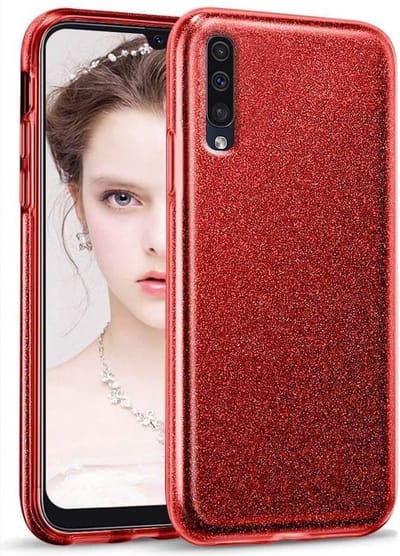 Backcover Hoesje Geschikt voor: Samsung Galaxy A50S Glitters Siliconen TPU Case rood - BlingBling Cover