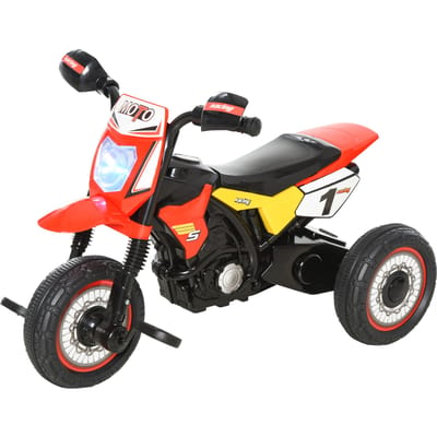 HOMCOM Kinderdriewieler motorfiets met muziek- en lichteffecten opbergvak rood