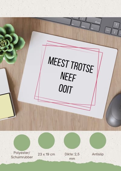 Akyol - meest trotse neef ooit Muismat - Neef - trotse neef - verjaardagscadeau - verjaardag - cadeau - cadeautje voor neef - neef artikelen - kado - geschenk - gift - 23 bij 19 cm