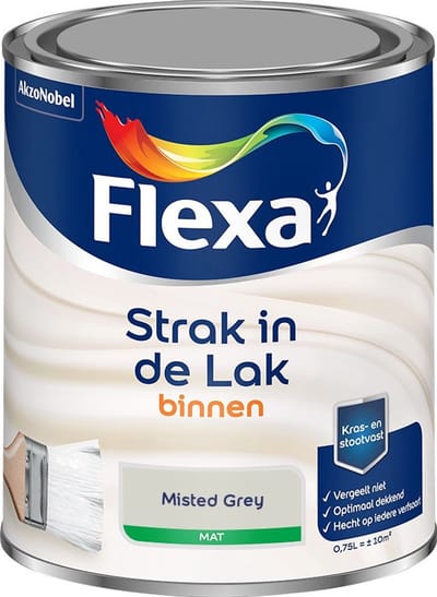Flexa - Strak In De Lak Binnenlak Mat - Misted Grey - Mengverf - 750 Ml