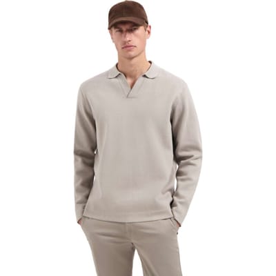 No Excess Pullover Open Polo Collar Relief Clay Maat: S | Sweaters Outlet | Heren | Beige