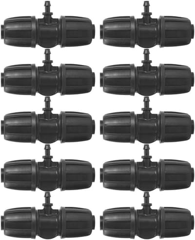 Barbed T-stuk 16 mm voor PE-slang - Tuinirrigatie, Verbinders, Set van 10 Stuks