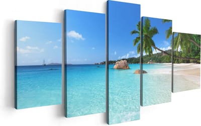 Artaza Canvas Schilderij Vijfluik Tropisch Strand En Zee  - 100x50 - Foto Op Canvas - Canvas Print