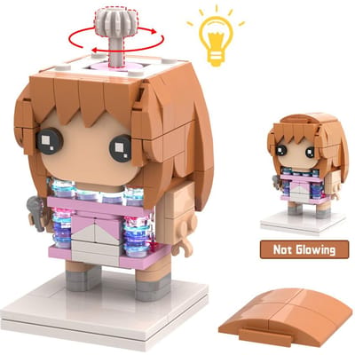 Gobricks Moc BrickHeadz Stijl The Eras Tour Podium Bouwstenen Taylors Alison Swift Patroon Ontwerp Modulaire Speelgoed Blokken Set beige