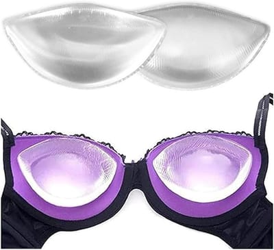1 paar beha-pads en voluminiers, siliconen borstprothese voor dames, zelfklevende beha, borstvormen van siliconen voor badpak, bikini (licht), Transparant, 14 x 9 x 2,5 cm