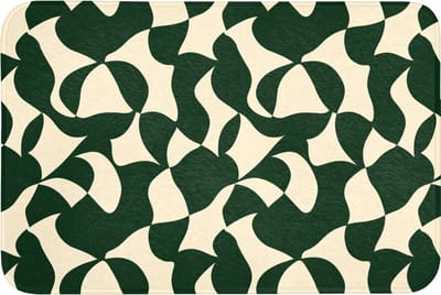Badmat 90x60 cm - Antislip - Groen - Organische vlakken - Crème - Badmatten voor badkamer - Badkamermat - Douchemat - Badkamer mat