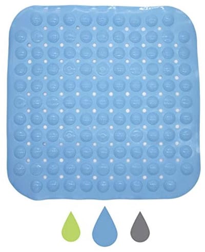 Cresitch Bath Mat, Shower Mats for Indoor Shower, Bath Mats with Suction Cups, Shower Mat Non-Slip, Bath Mats for Bathroom Non-Slip, Shower Stall Flooring, Bath and Bathroom (47x47cm/18.5x18.5in,Blue)