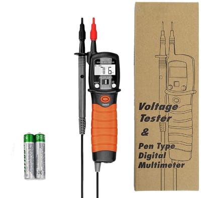 Pen Multimeter - Spanning Tester - Elektra Controleren - Geïntegreerde Meetkabel - 600V - Zwart