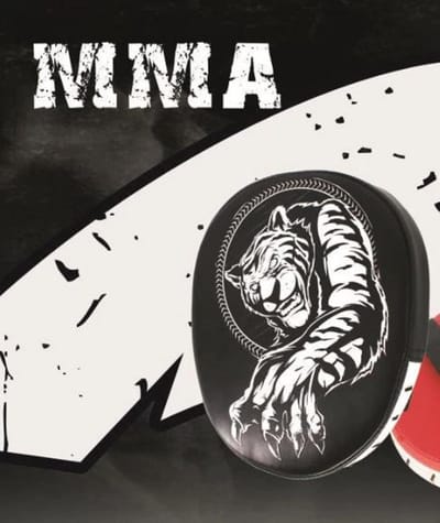 Tijger Bokshandschoen Pad voor Muay Thai | Kick Boxing MMA Training | PU Schuim | Boxen | Bokspad | stootkussens | sparren | MMA|Thai boxing | Tiger Muay thai | zwart met tijger print