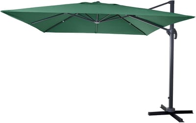 Zweefparasol MCW-A96, parasol 3x3m (Ø4.24m) polyester aluminium/staal 23kg ~ donkergroen zonder voet, draaibaar