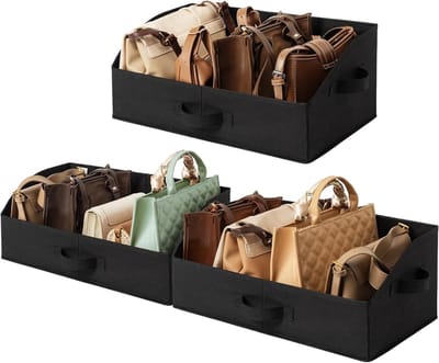Trapeziumvormige opbergmanden voor kleding en accessoires - inklapbaar, met deksel, 3 stuks