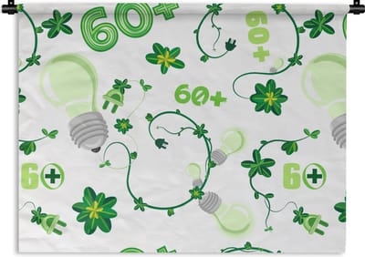 Wandkleed - Wanddoek - Lampen - Planten - Patronen - 60x45 cm - Wandtapijt