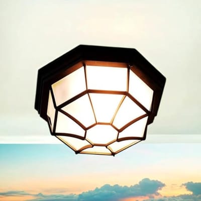 Zwarte Buitenlamp met Rustiek Design - Waterdichte E27 Plafondlamp voor Tuin en Terras