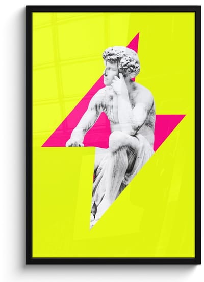 Poster in lijst - Fotolijst 60x90 cm - Posters - Beeld - Man - Bliksemschicht - Geel - Posterlijst zwart - Decoratie - Wanddecoratie woonkamer - Muurdecoratie slaapkamer