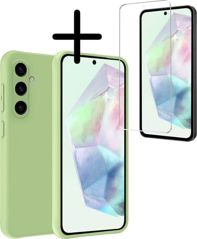 Hoesje Met Screenprotector - Geschikt voor Samsung Galaxy A35 - Sterk & Shockproof - Back Cover - Siliconen Case - Telefoon Hoes - Groen