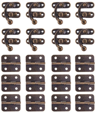 Dailygoods- Scharnieren 60 Sets Mini Antieke Bronzen - Kleine Scharnieren - Retro Look - Houtbewerkingsprojecten - Bijpassende Schroeven - Duurzaam Metaal - Mini Scharnier