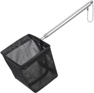 Dailygoods- Aquariumvisnet Uitschuifbaar Handvat 12,5-40 cm - Klein Visnet 6,5 x 6,5 cm - Zacht Fijn Gaas - Nylon/Roestvrij Staal - Aquariumaccessoires - Garnalennet
