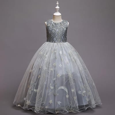 Meisjesjurk Prinses Bruiloft Kinderkostuum Meisjeskleding Kinderkleding 140cm grijs