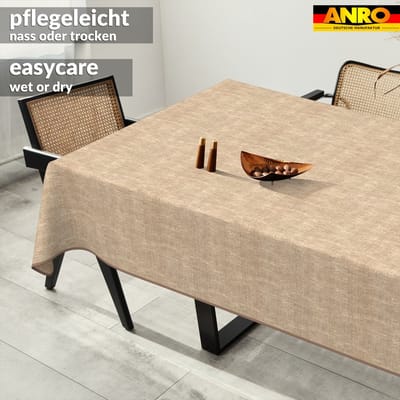 ANRO Tafelkleed Effen linnenlook Meerkleurig 400x140cm Met sierband Afwasbaar Waterafstotend