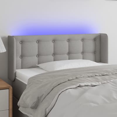 vidaXL - Hoofdbord - LED - 83x16x78/88 - cm - stof - lichtgrijs