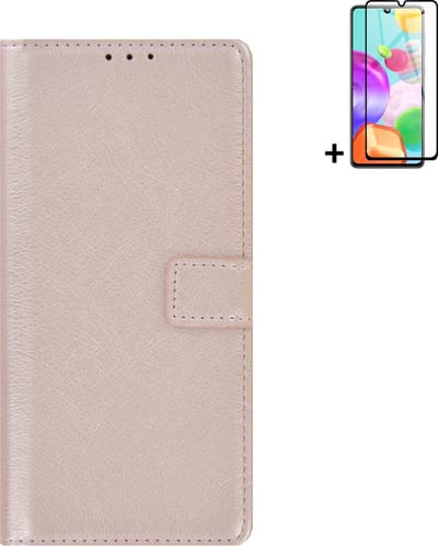 MoDo hoesje Geschikt voor Samsung Galaxy A33 5G - Kunstleer Book Case - Rose goud hoesje met full screenprotector