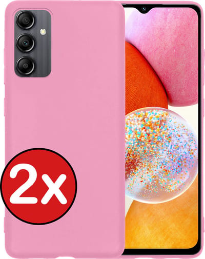 Hoesje - 2 Stuks - Geschikt voor Samsung Galaxy A14 - Sterk & Shockproof - Telefoonhoes - Back Cover - Case Siliconen - Telefoon Hoes - Roze