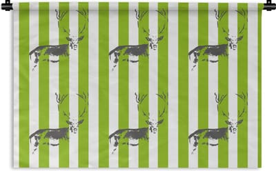 Wandkleed - Wanddoek - Patroon - Hert - Strepen - 180x120 cm - Wandtapijt