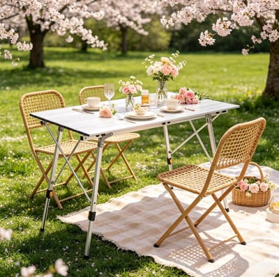 MIVRAY Campingtafel - Opvouwbaar En In Hoogte Verstelbaar - Voor Camping En Buitenactiviteiten - Aluminium - 120 x 68,5 cm - Zilver