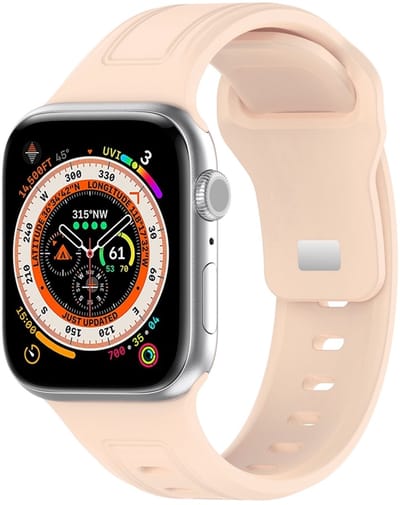 By Qubix - Geschikt voor Apple Watch bandje - Square siliconen band - Zandroze - Geschikt voor Apple Watch 44mm / 45mm / 46mm / 49mm (Ultra 1,2 en 3)