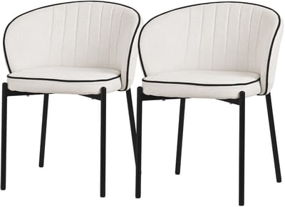 Set van 2 eetkamerstoelen met rugleuning & armleuning Beige met metalen poten tot 120 kg ML-Design
