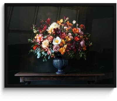 Poster in lijst - Fotolijst 70x50 cm - Posters - Groot - Bloemen - Vaas - Boeket - Posterlijst zwart - Decoratie - Wanddecoratie woonkamer - Muurdecoratie slaapkamer