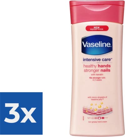 Vaseline Handcreme - Healthy hands & stronger nails 200ml - Voordeelverpakking 3 stuks