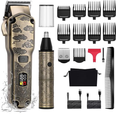 Hatteker Professionele Tondeuse voor Heren – Baardtrimmer & Neustrimmer 2-in-1 – Precisietrimmer – Waterdicht – USB Oplaadbaar – Multifunctioneel Tonduese