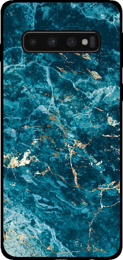 Smartphonica Telefoonhoesje voor Samsung Galaxy S10 met marmer opdruk - TPU backcover case marble design - Blauw geschikt voor Samsung Galaxy S10