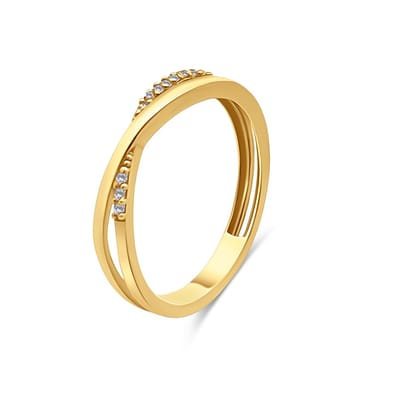 New Bling 9NBSAM-G230355 Gouden Ring met Zirkonia - Dames - 3,8mm Breed - Maat 54 - 14 Karaat - Goud