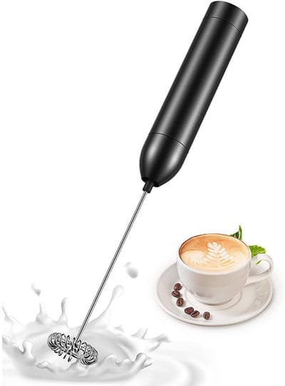 EXCITAT Melkopschuimer - Elektrische melkopschuimer - Handheld melkopschuimer - Geschikt voor koffie, room, cappuccino, latte-drankmixer - Zwart