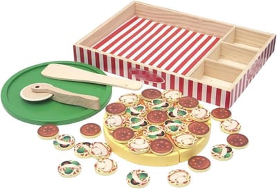 Houten Pizza Keuken - Educatief Speelgoed - Kinderen Spelen - Inclusief Opbergdoos - 34 x 232 cm