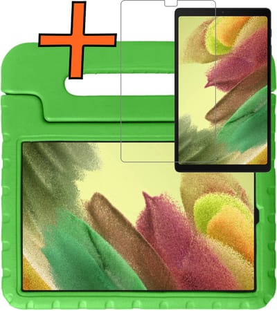 Hoesje - Geschikt voor Samsung Galaxy Tab A7 Lite - Met Screenprotector - Kinderhoes Shockproof Bumper - Kidsproof Case - Tablet Hoes - Kinder Hoes Cover - Groen