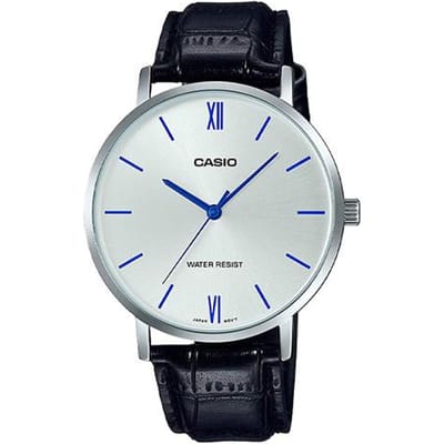 Casio STANDARD serie wijzerplaat serie mode casual zakelijk eenvoudig hart van duisternis klassiek waterdicht kwartsuurwerk lederen band MTP-VT01L-7B1 zilver