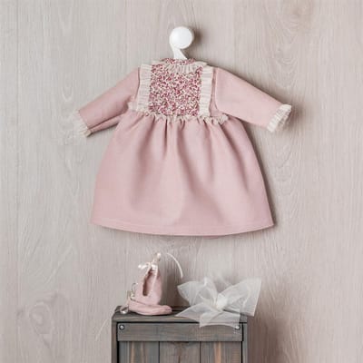 Asi poppenkleding jurk met schoenen - poppenoutfit roze.