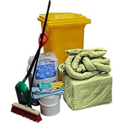 Lekkage set voor noodgevallen in rolcontainer, 167-delig, voor chemicaliën, absorptiecapaciteit 200 l