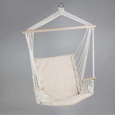 Comfortabele Hangstoel met Kussen voor Binnen en Buiten - Beige 100% Katoen